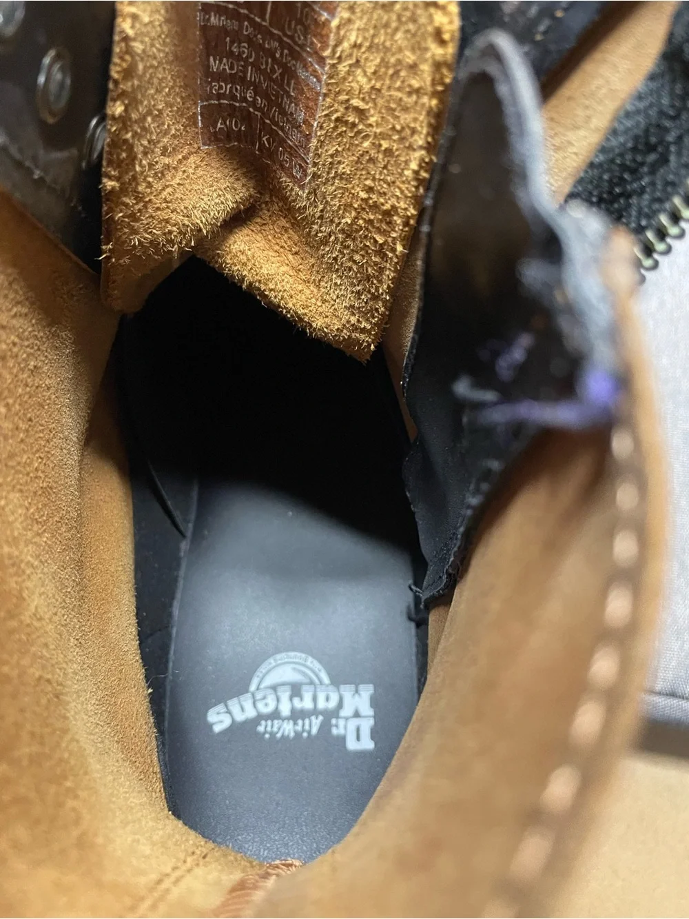 Dr. Martens Black Leather Zip-Up Combat Boots with Yellow Stitch